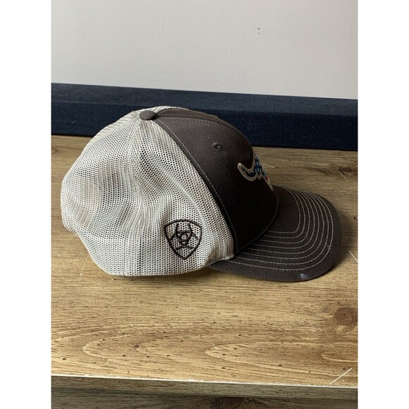 Ariat Cap Brown Snapback R112 Steer Head Bull USA Flag Patch - Picture 2 of 8